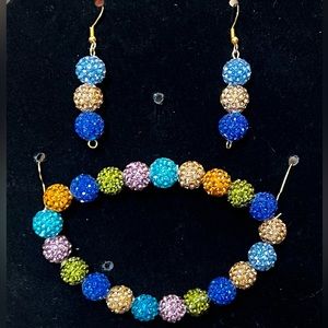 Sparkling denim bracelet and earring set